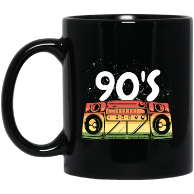 90s Boombox Radio, Old School Retro, Best 90s Birthday, 90s Love Gift Black Mug