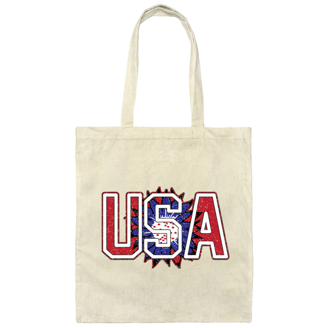 USA Flag, American Sunflower, Retro American Flower Canvas Tote Bag
