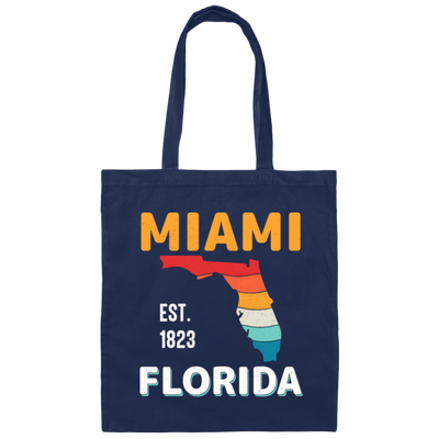 Miami Florida, Miami City, Florida Design, Retro Florida Canvas Tote Bag
