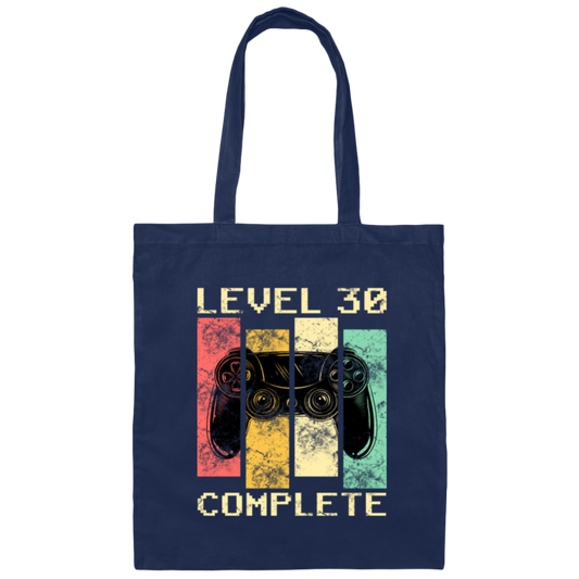 Level 30 Complete 30 Years Old Thirty Birthday Canvas Tote Bag