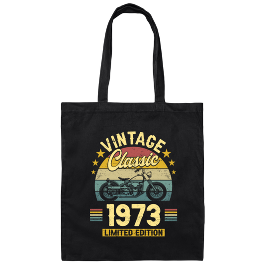 Vintage Gift 1973 Limited Edition Retro Gift Classic Motor Lover Canvas Tote Bag