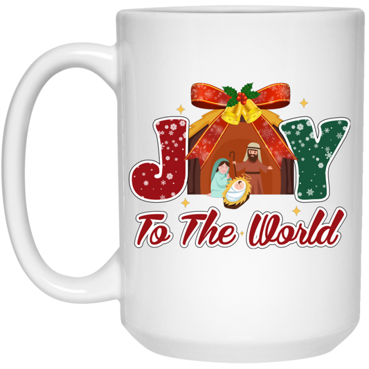 Joy To The World, Merry Xmas, Let Us Adore Him White Mug