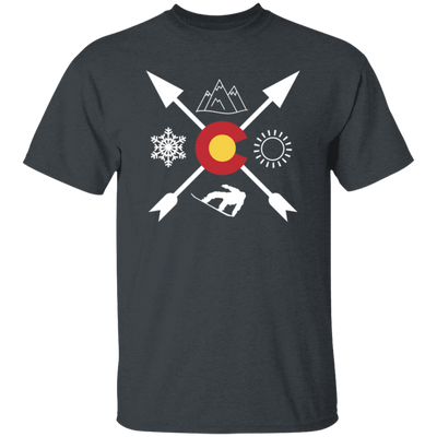 Denver Colorado, Snowboarding Direction, Sun Snow And Mountain Unisex T-Shirt