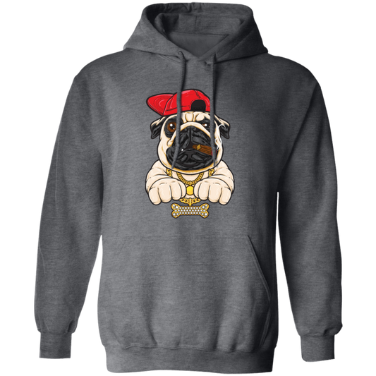 Funny Cartoon Hip Hop Pug Dog, Pug Love Gift, Cool Pug, Rich Pug Pullover Hoodie