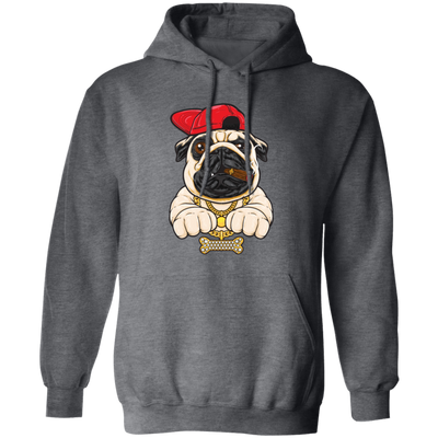 Funny Cartoon Hip Hop Pug Dog, Pug Love Gift, Cool Pug, Rich Pug Pullover Hoodie