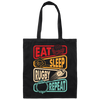 Eat, Sleep, Rugby, Repeat, Retro Rugby, Rugby Lover Canvas Tote Bag