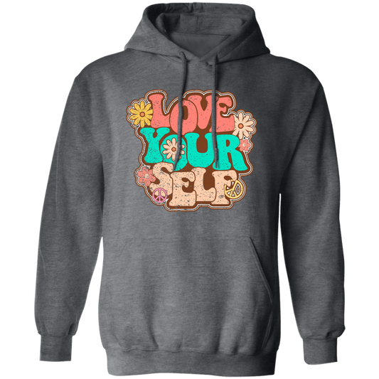 Love Yourself, Peace Love Yourself, Groovy Style, Retro Lovely Gift Pullover Hoodie