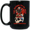 The Season To Be Jolly, Merry Christmas, Santa Skeleton Black Mug