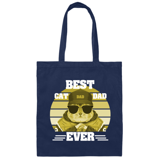 Best Cat Lover, Best Cat Dad Ever Vintage, Cool Cat, Love Kitten Canvas Tote Bag