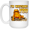 Bearded Dragons, I Am Watching You, Gold Frog, Frog Watching You White Mug