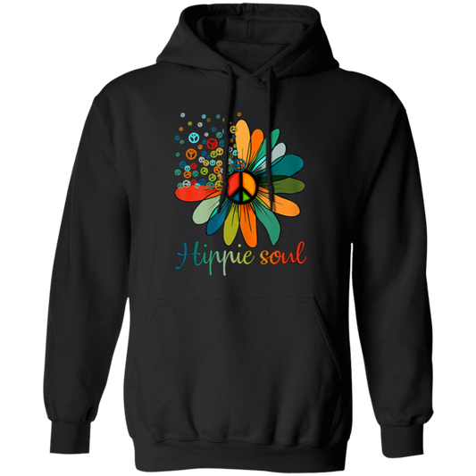 Daisy Peace Sign, Hippie Soul, Flower Lovers, Love Hippie Soul Pullover Hoodie