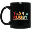 Rugby Lover, Retro Rugby, No Pads, No Helmets, Just Balls Black Mug