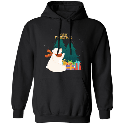 Cute Bear In Christmas, White Bear, Snow Bear, Merry Christmas, Trendy Christmas Pullover Hoodie