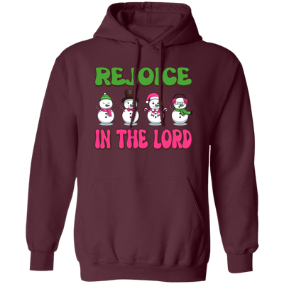 Rejoice In The Lord, Love Snowman, Four Snowman, Set Of Snowman, Merry Christmas, Trendy Christmas Pullover Hoodie