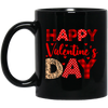 Happy Valentine's Day, Cute Valentine, Leopard Pattern, Valentine's Day, Trendy Valentine Black Mug