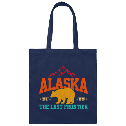 Cool Alaska The Last Frontier Grizzly Bear Souvenir Vintage Canvas Tote Bag