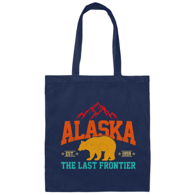 Cool Alaska The Last Frontier Grizzly Bear Souvenir Vintage Canvas Tote Bag