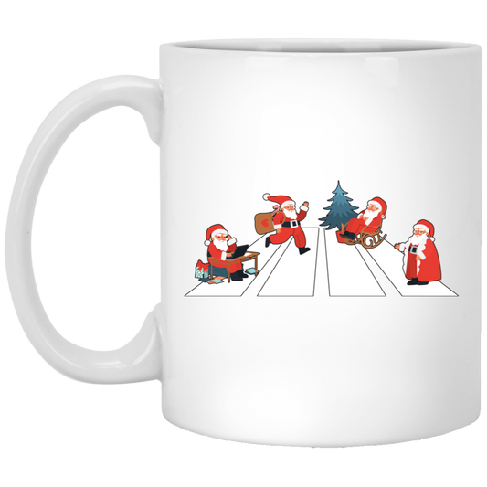 Santa Xmas, Santa Cross The Road, Cross On A Street White Mug