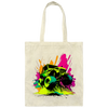 Car Lover Gift, Car In Neon Style, Love Neon Car, Cool Car On Road Canvas Tote Bag