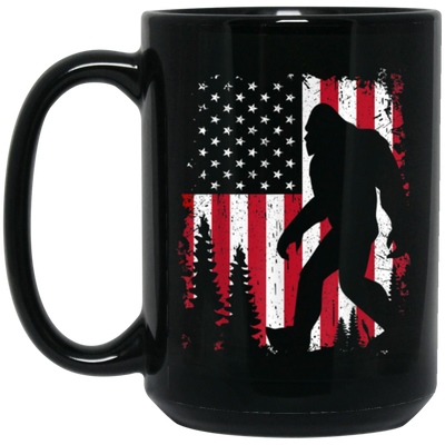 Bigfoot 4th Of July, American Love, USA Flag, Patriotic Gift Black Mug