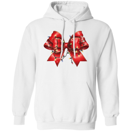 Red Bow, Christmas Light, Love Xmas, Bling Christmas Christmas Pullover Hoodie