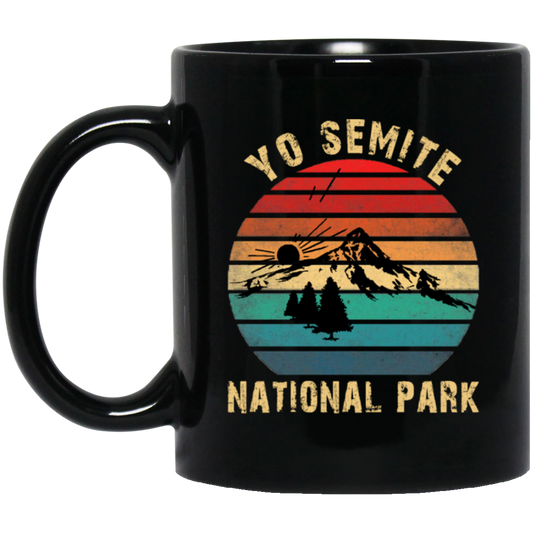 Yo Semite, Yosemite National Park Retro Black Mug