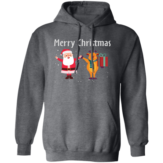 Merry Christmas, Funny Santa, Funny Reindeer, Winter Season Pullover Hoodie