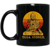 Yoga Stoned, Buddha Retro Sunset Black Mug