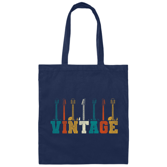 Retro Guitar, Musicians Living In The World Canvas Tote Bag