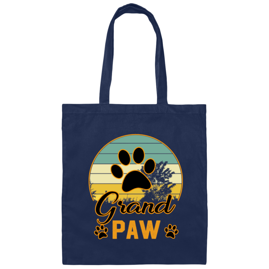 Grand Paw, Grandfather, Grandpa Gift, Retro Grandpa Canvas Tote Bag