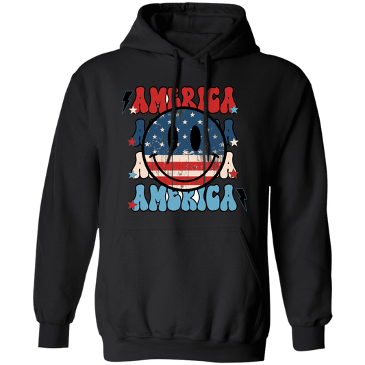 America, American Smiley, Smile Icon, America Smile Pullover Hoodie