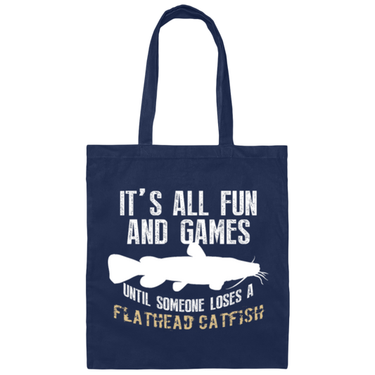 Funny Flathead Catfish Fishing Freshwater Fish Canvas Tote Bag