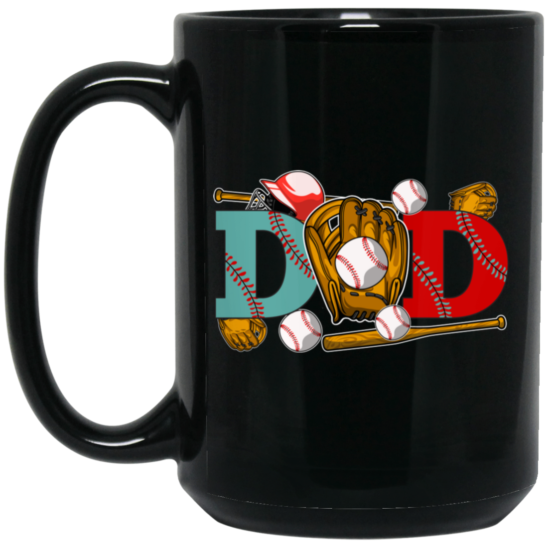 Dad Lover, Father's Day Gift, Love Baseball, Baseball team Black Mug