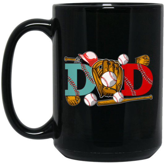 Dad Lover, Father's Day Gift, Love Baseball, Baseball team Black Mug