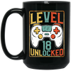 Level 18 Unlocked, Birthday 18th, Video Games Lover, Best 18th Gift Black Mug