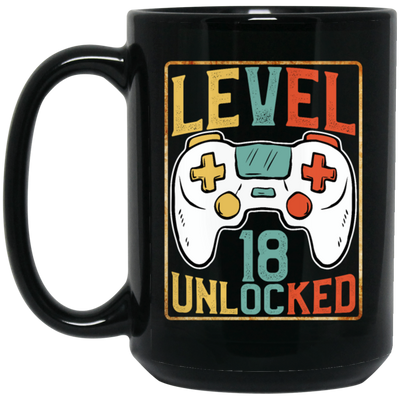 Level 18 Unlocked, Birthday 18th, Video Games Lover, Best 18th Gift Black Mug