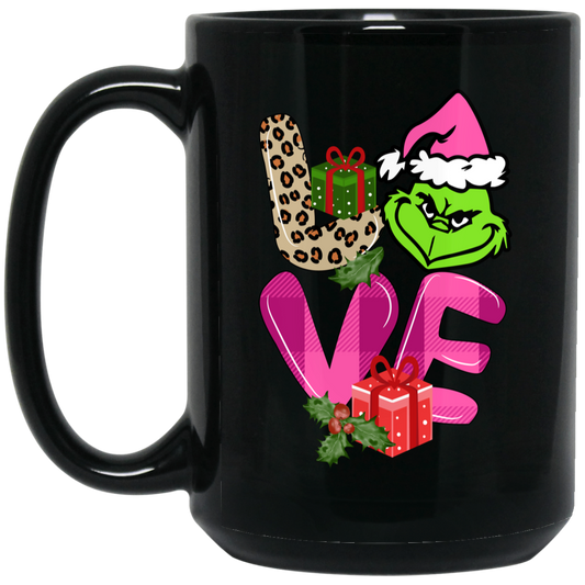 Love Grinch, Pink Grinch, Funny Love Grinch, Trendy Grinch, Merry Christmas, Trendy Christmas Black Mug