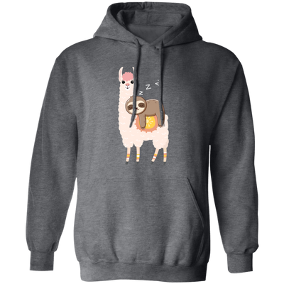 Sloth Laying On Llama, Sloth Sleeping, Cute Llama Pullover Hoodie