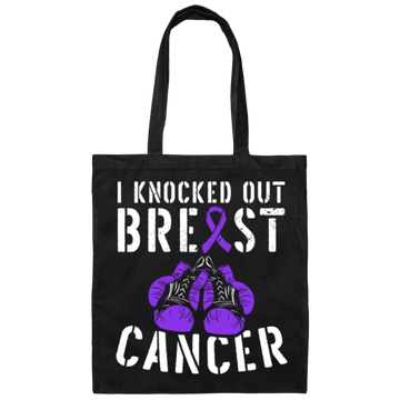 Against Cancer Gift, I Knocked Out Breast Cancer, Boxer Breast Cancer Canvas Tote Bag