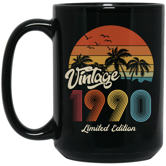 Vintage 1990, 1990 Birthday, 1990 Limited Edition, 1990 Retro Black Mug