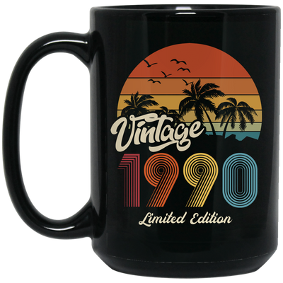 Vintage 1990, 1990 Birthday, 1990 Limited Edition, 1990 Retro Black Mug