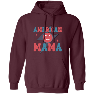 Mama American, Groovy Mama, Retro Mama, Smile Icon Pullover Hoodie