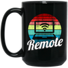 Wifi Lover, Wifi Icon Vintage, Remote Sunset, Cool Gift For Worker Remote From Home Black Mug