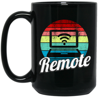Wifi Lover, Wifi Icon Vintage, Remote Sunset, Cool Gift For Worker Remote From Home Black Mug
