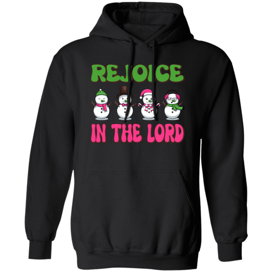 Rejoice In The Lord, Love Snowman, Four Snowman, Set Of Snowman, Merry Christmas, Trendy Christmas Pullover Hoodie