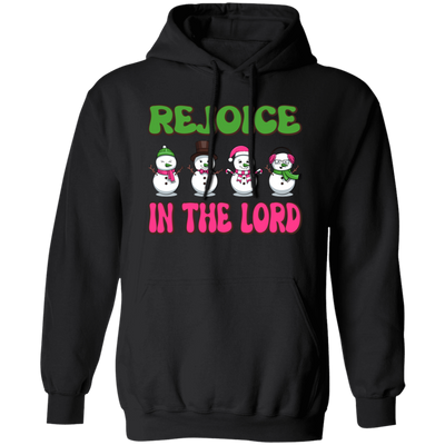 Rejoice In The Lord, Love Snowman, Four Snowman, Set Of Snowman, Merry Christmas, Trendy Christmas Pullover Hoodie