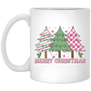 Pink Christmas, Christmas Tree, Pink Plaid Xmas Tree White Mug