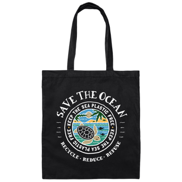 Save The Ocean - Turtle Keep The Sea Plastic Free Canvas Tote Bag