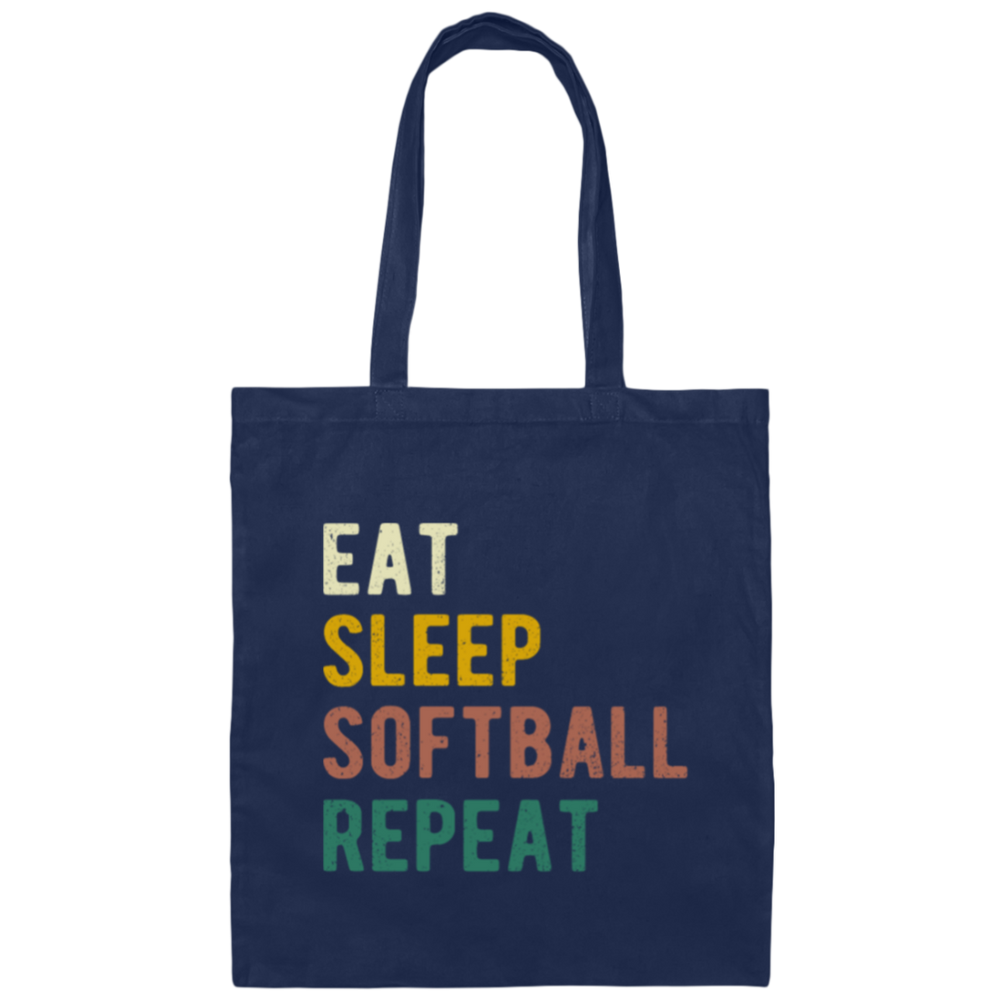 Retro Eat Sleep Softball Repeat Gift Canvas Tote Bag