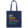 Retro Eat Sleep Softball Repeat Gift Canvas Tote Bag